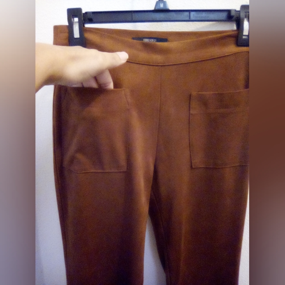 Forever 21  Faux Suede Flare Pants Size S Y2K - Picture 5 of 14